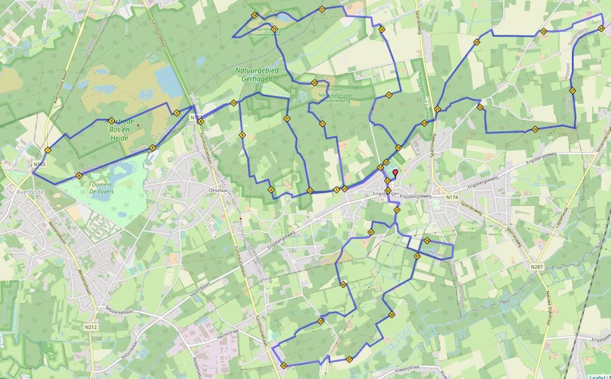 Natuurmarathon Tessenderlo, Belgium 路线图