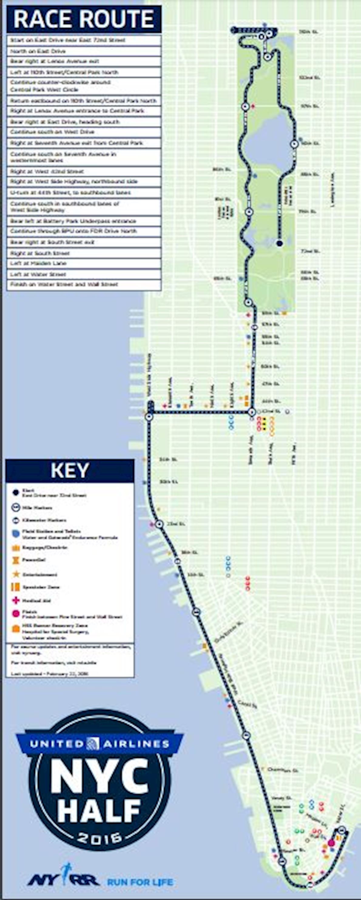 United Airlines NYC Half Routenkarte