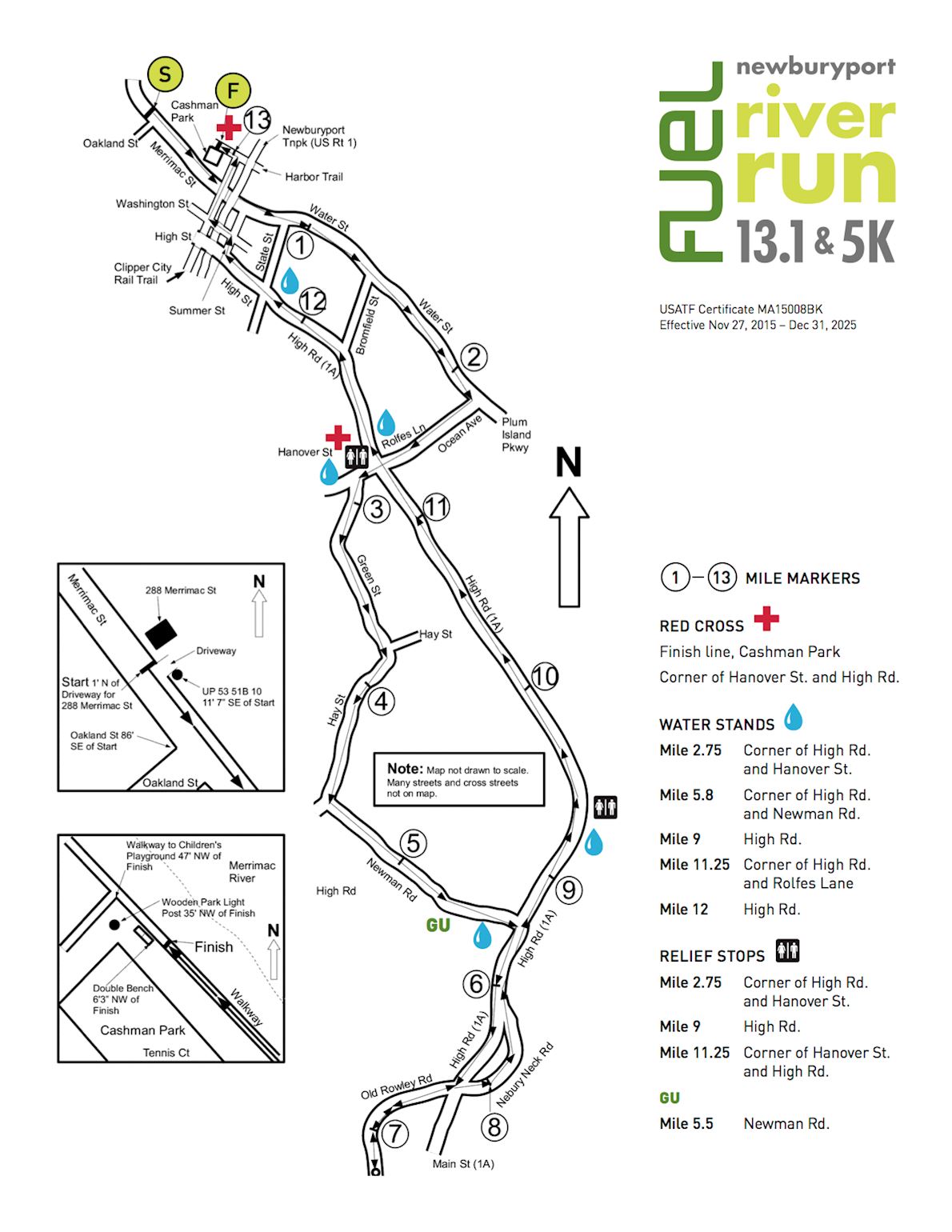 Newburyport River Run Half Marathon Route Map