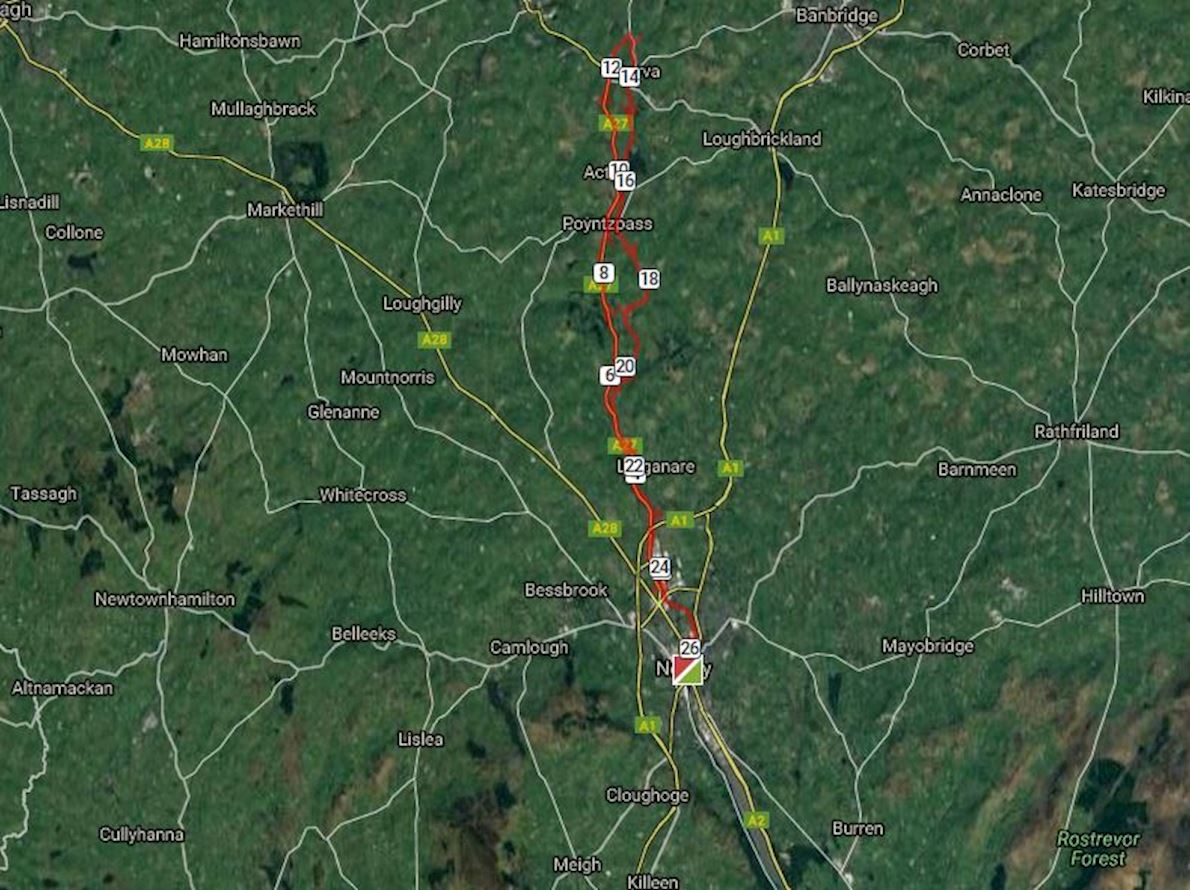 Newry City Marathon Routenkarte