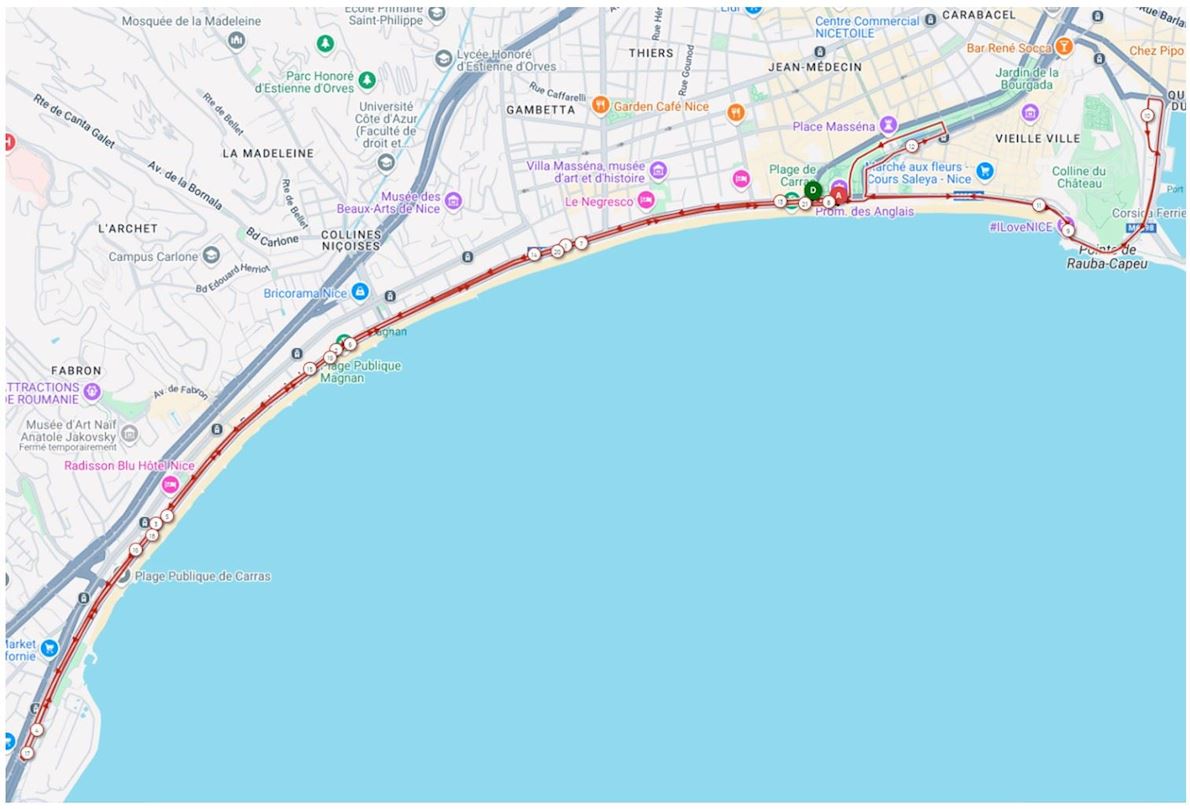 Nice Half Marathon Mappa del percorso