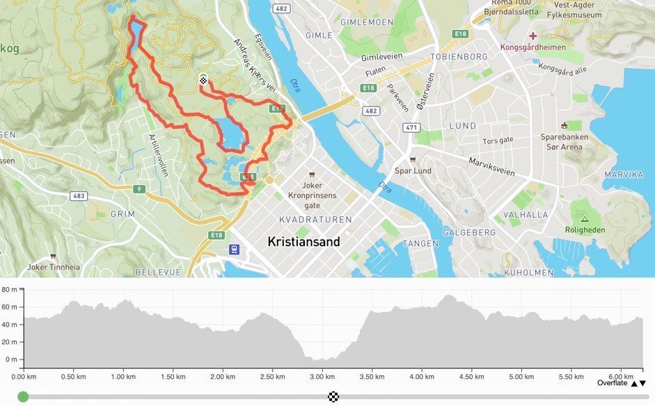 Night Run Kristiansand Mappa del percorso