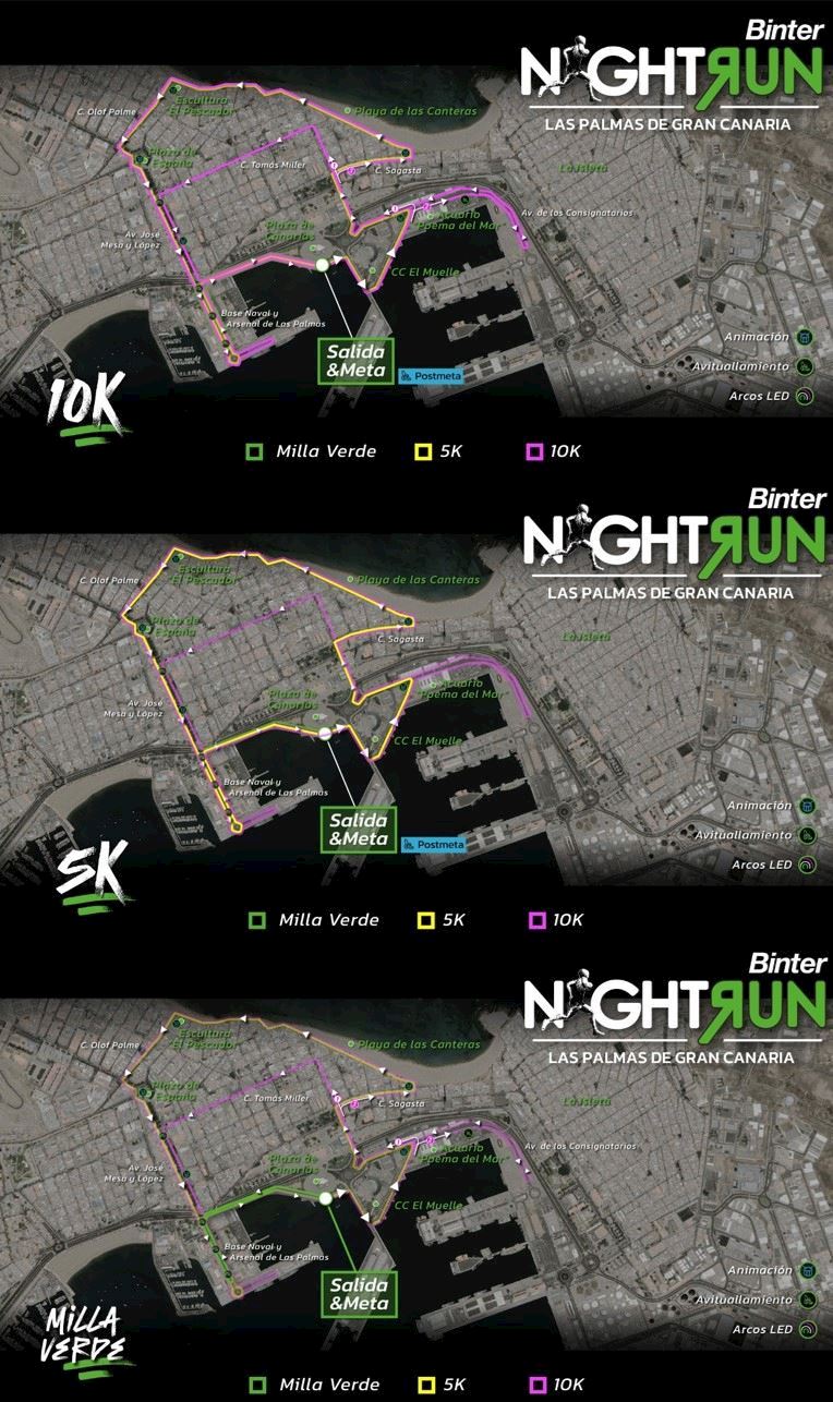 Binter Night Run Las Palmas de Gran Canaria Routenkarte