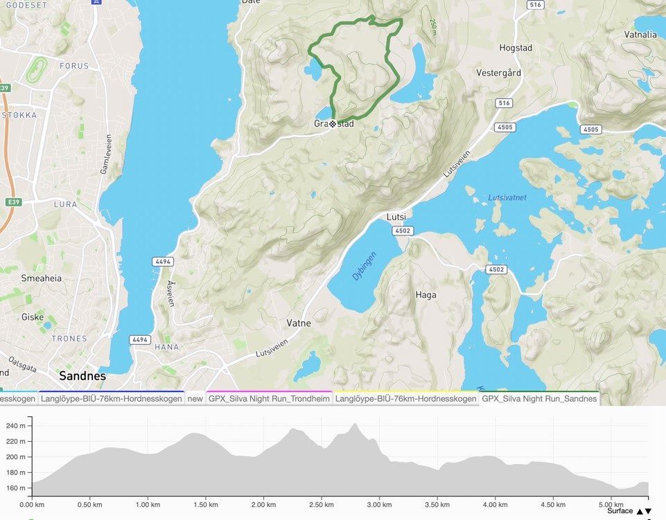 Night Run Sandnes Mappa del percorso