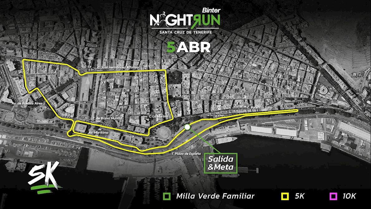 Binter Night Run Santa Cruz de Tenerife MAPA DEL RECORRIDO DE