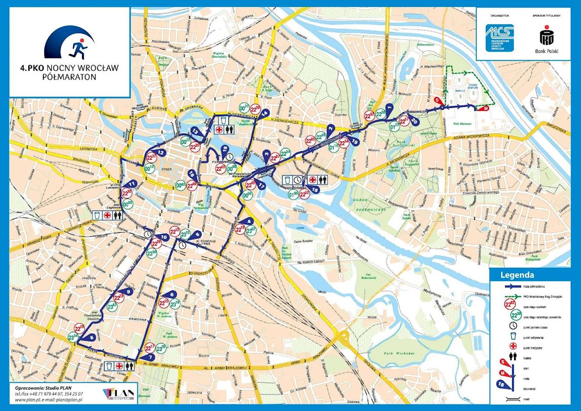 Nocny Wroclaw Półmaraton MAPA DEL RECORRIDO DE