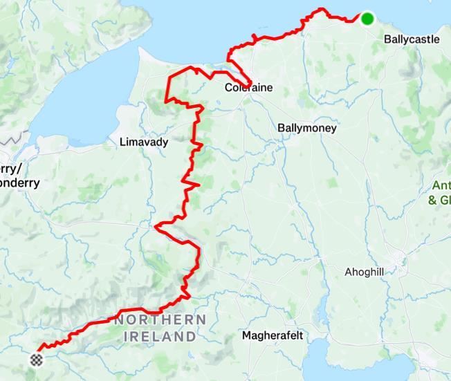 Norn Iron 100 MAPA DEL RECORRIDO DE