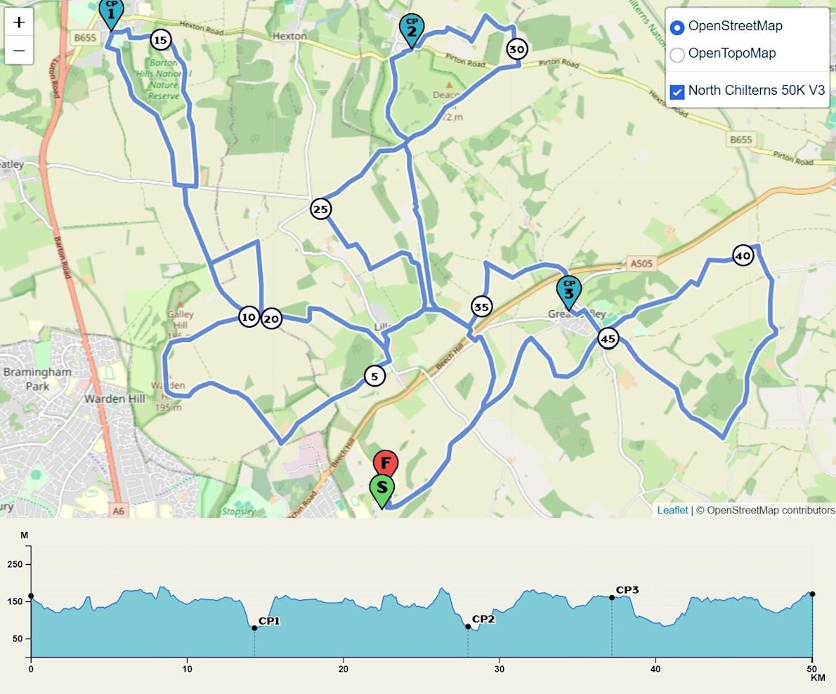 North Chilterns 50K Routenkarte