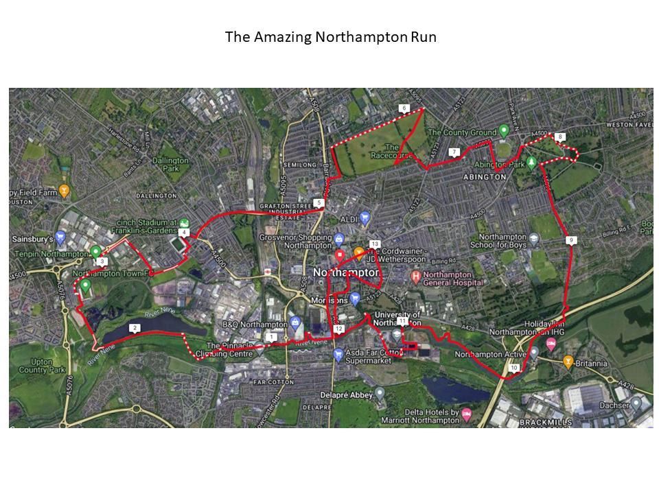 The Amazing Northampton Run Mappa del percorso