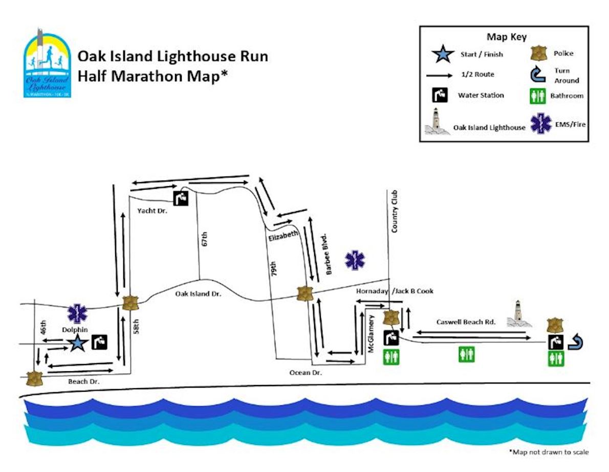 Oak Island Lighthouse Run & Walk Route Map