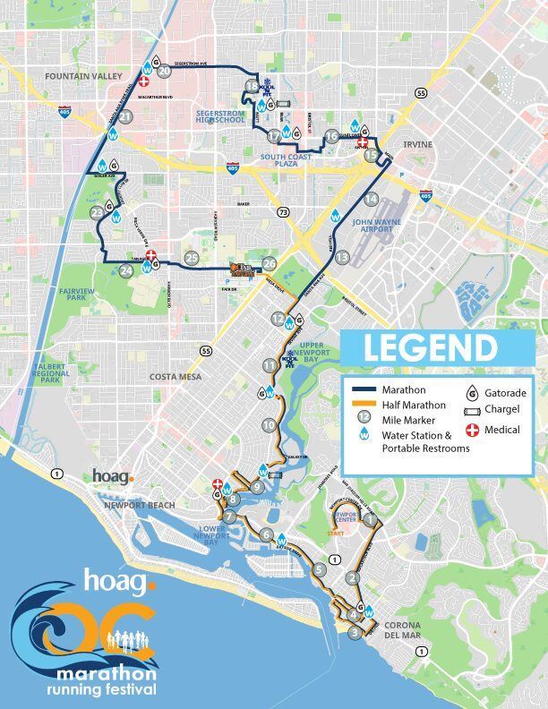 The hoag Orange County Marathon Running Festival Mappa del percorso