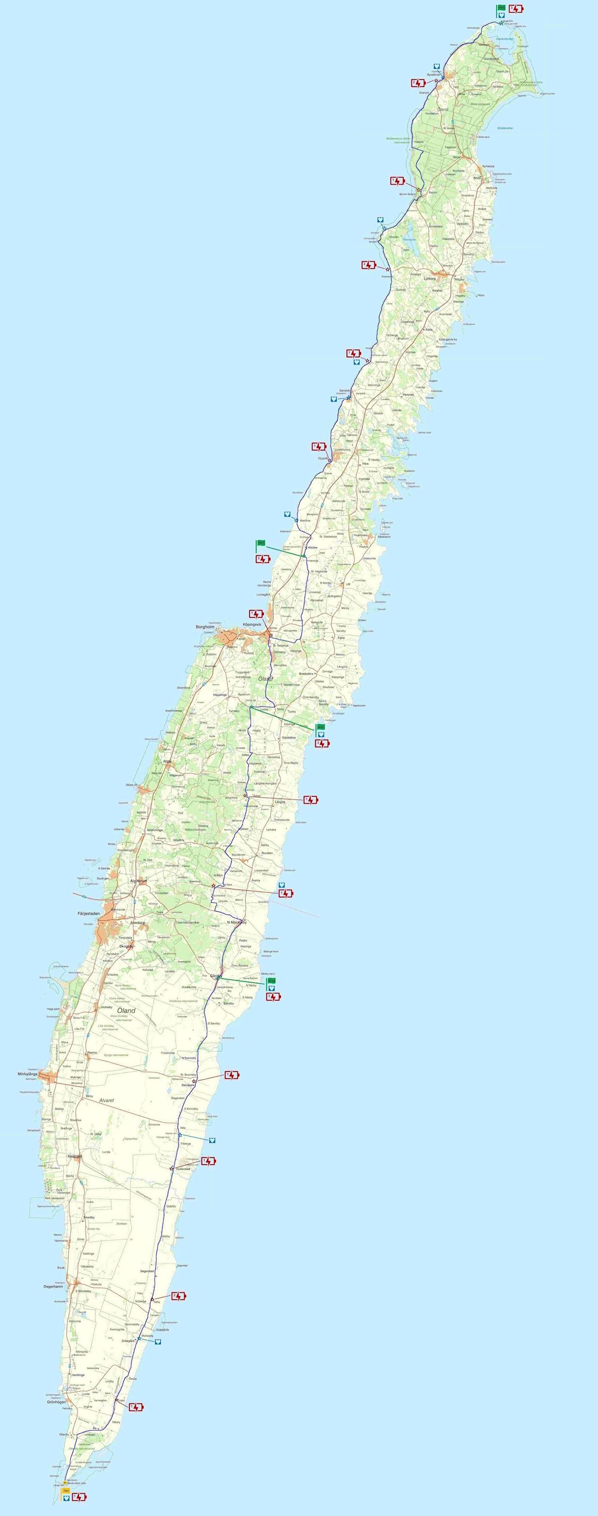 Öland Lighthouse Challenge Route Map