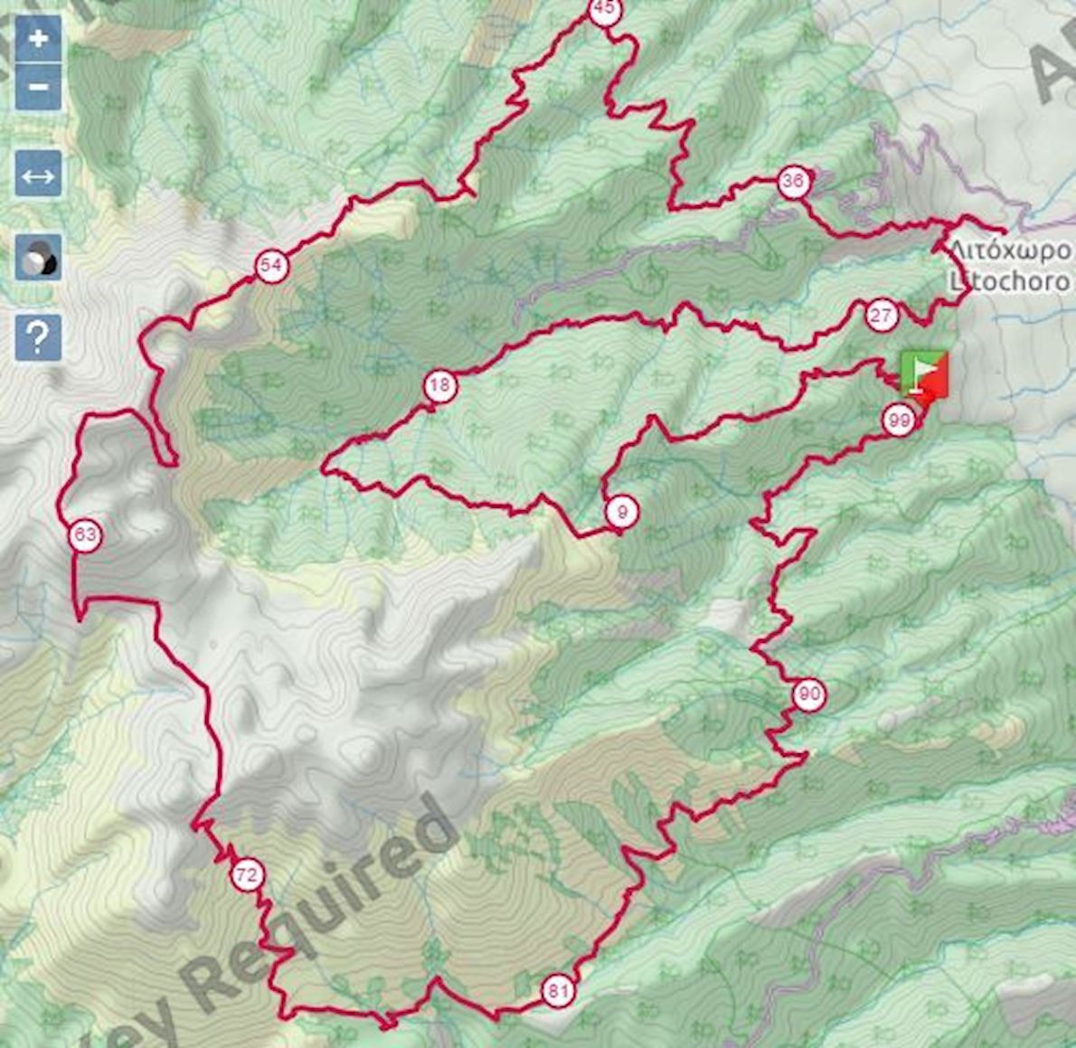 Olympus Mythical Trail Routenkarte