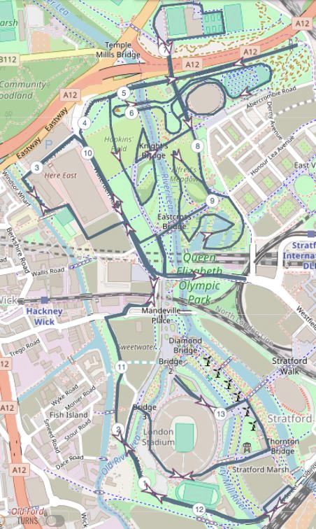 ON London Half Marathon at Queen Elizabeth Olympic Park Mappa del percorso