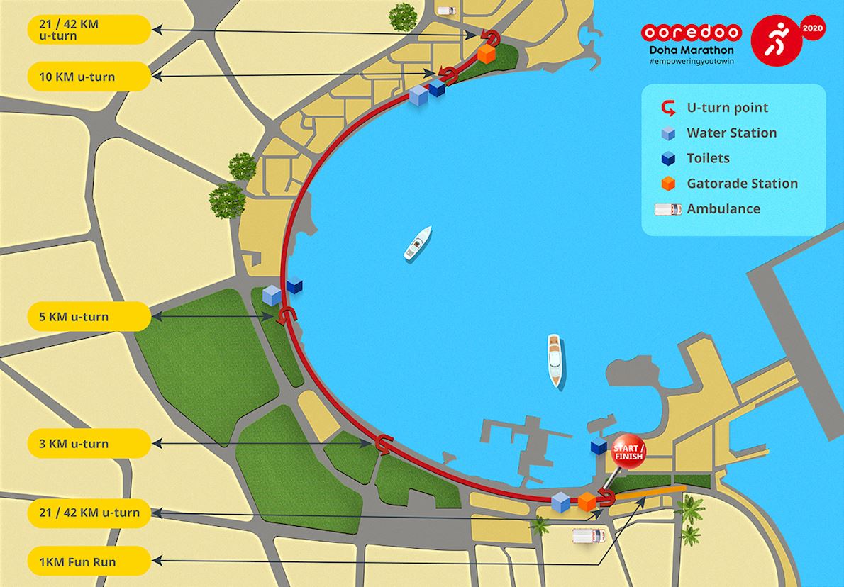 Ooredoo Doha Marathon Mappa del percorso