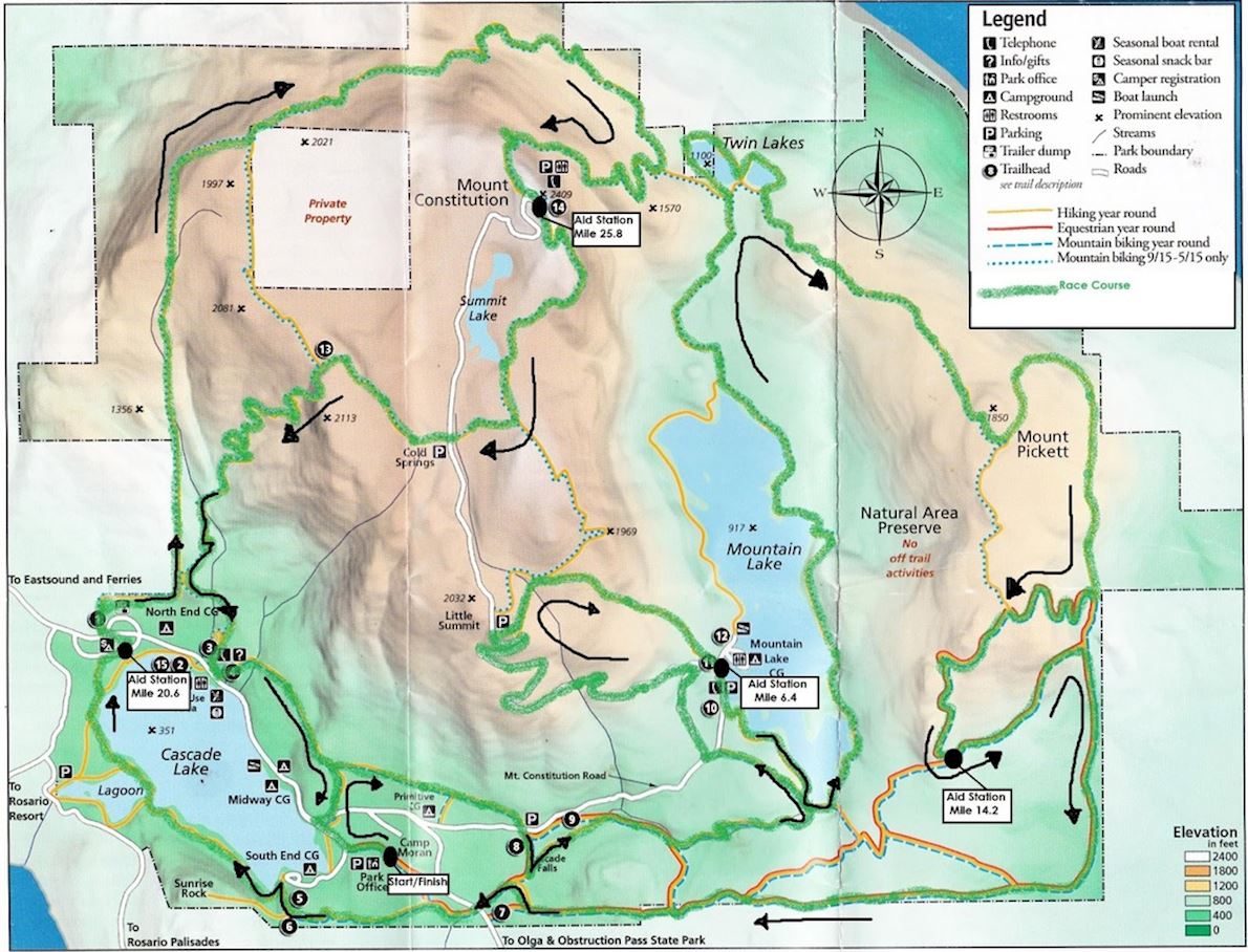 Orcas Island 50K Routenkarte