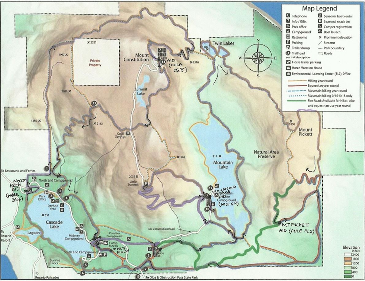 Orcas Island 50km ITINERAIRE