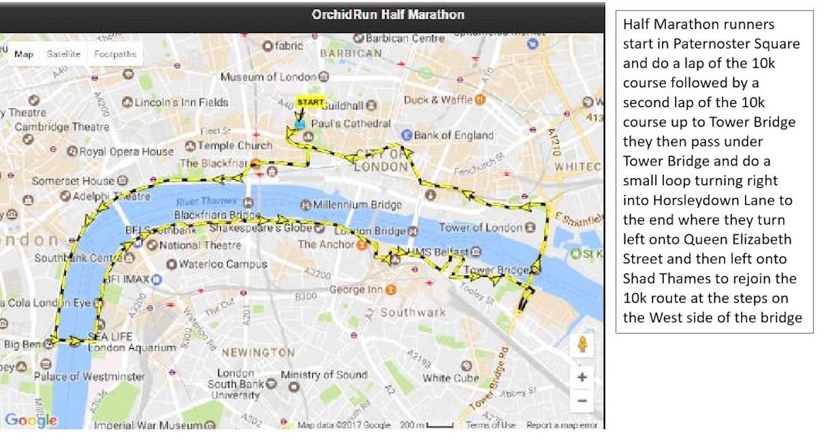 Orchid River Run Half Marathon Route Map