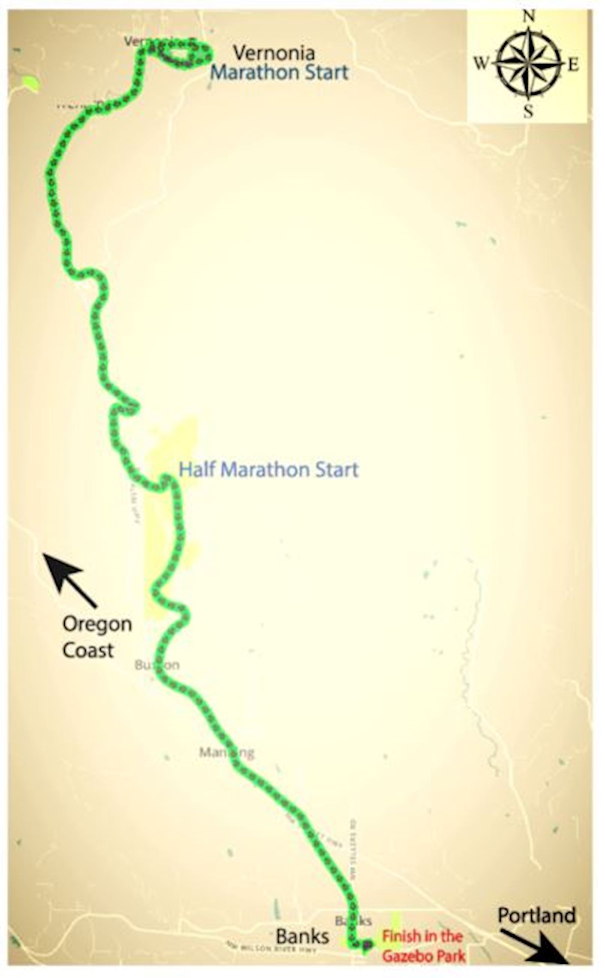 Oregon Summer Marathon MAPA DEL RECORRIDO DE