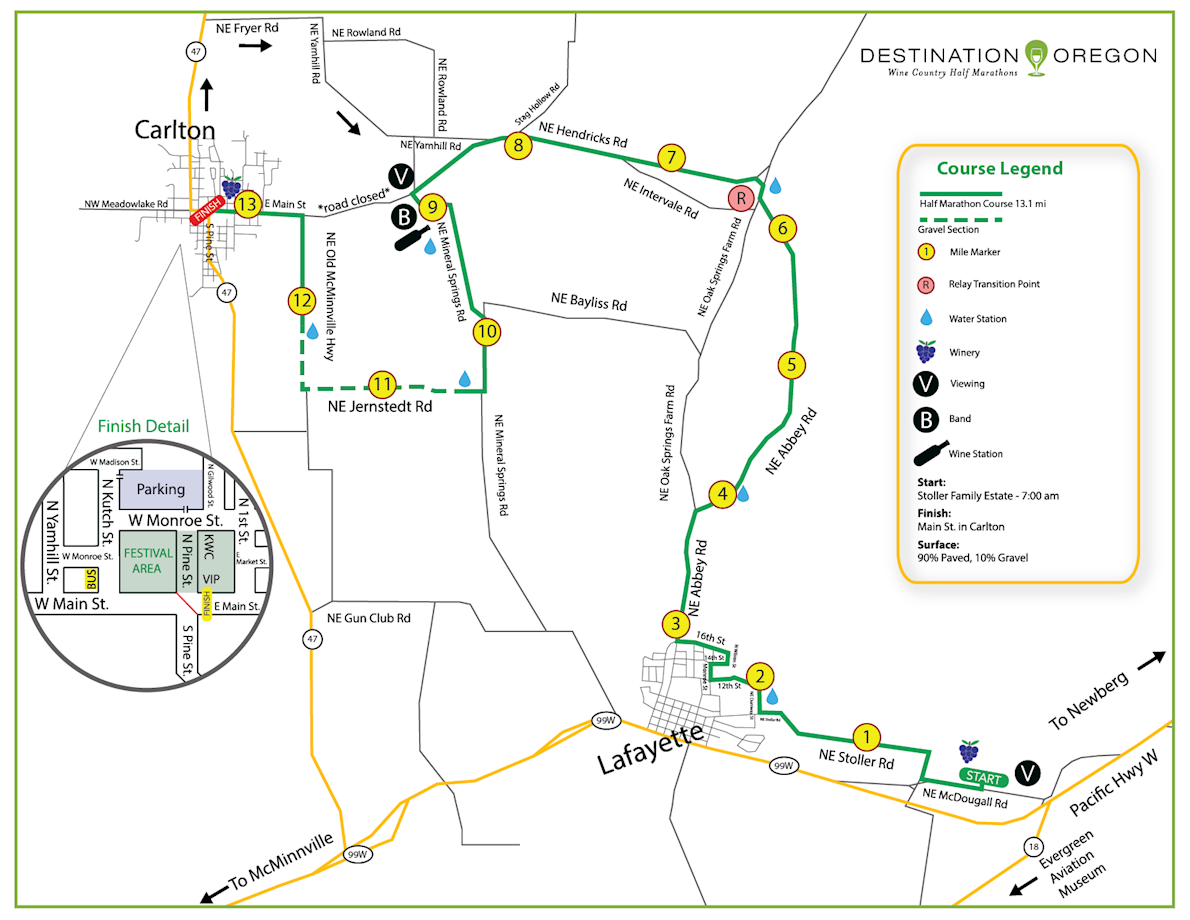 Willamette Valley Marathon and Half Marathon Mappa del percorso