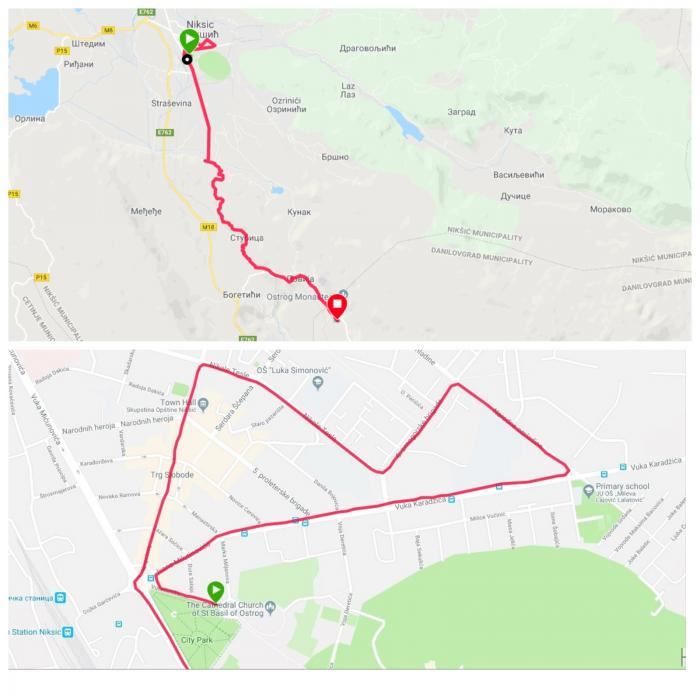 Ostrog Halfmarathon Route Map