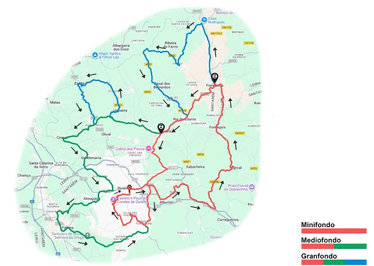 Ourém Fatima Granfondo Routenkarte