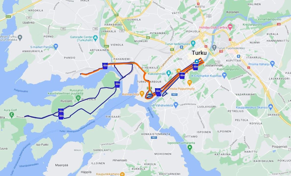 Paavo Nurmi Marathon Turku Finland 路线图