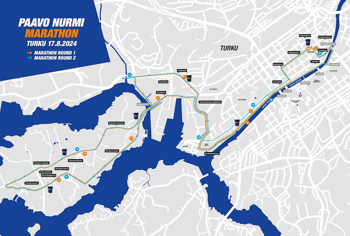 Paavo Nurmi Marathon Turku Finland MAPA DEL RECORRIDO DE