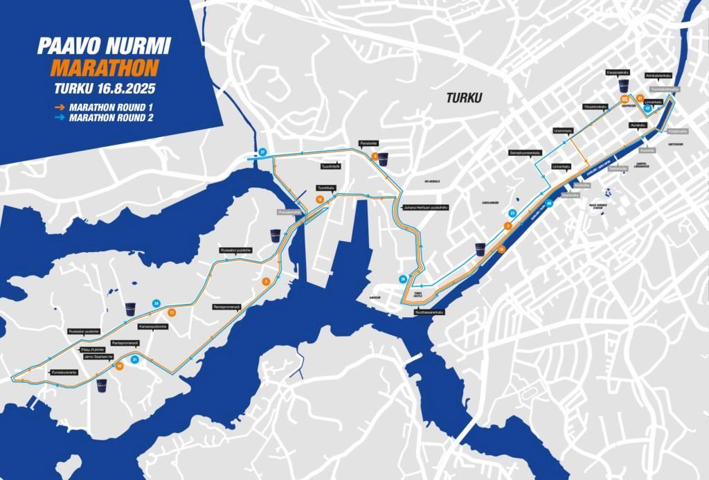 Paavo Nurmi Marathon Turku Finland Routenkarte