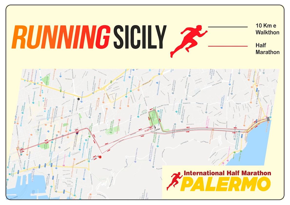 Palermo International Half Marathon & 10K Mappa del percorso