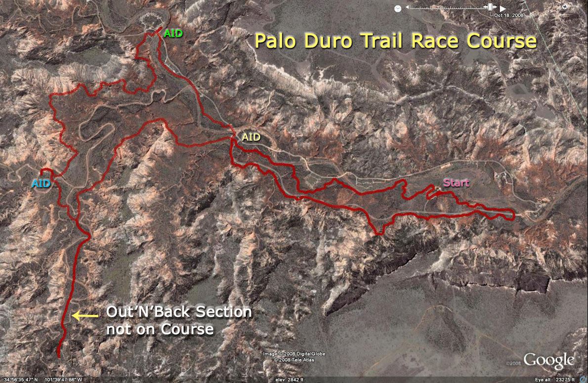 Palo Duro Trail run MAPA DEL RECORRIDO DE