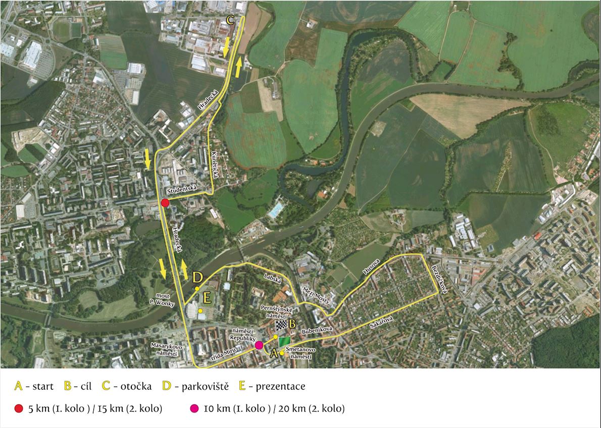 Pardubický Vinařský Půlmaraton Mappa del percorso