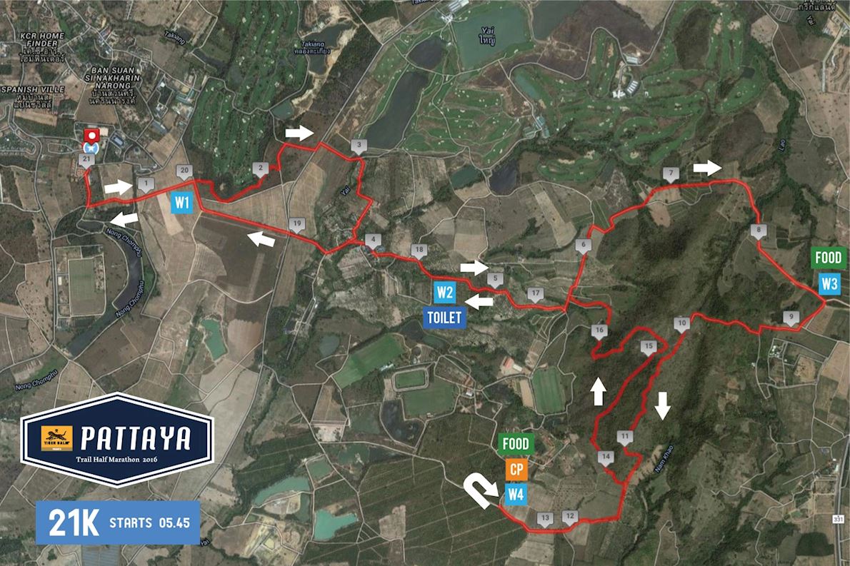 Pattaya Trail Half Marathon Mappa del percorso