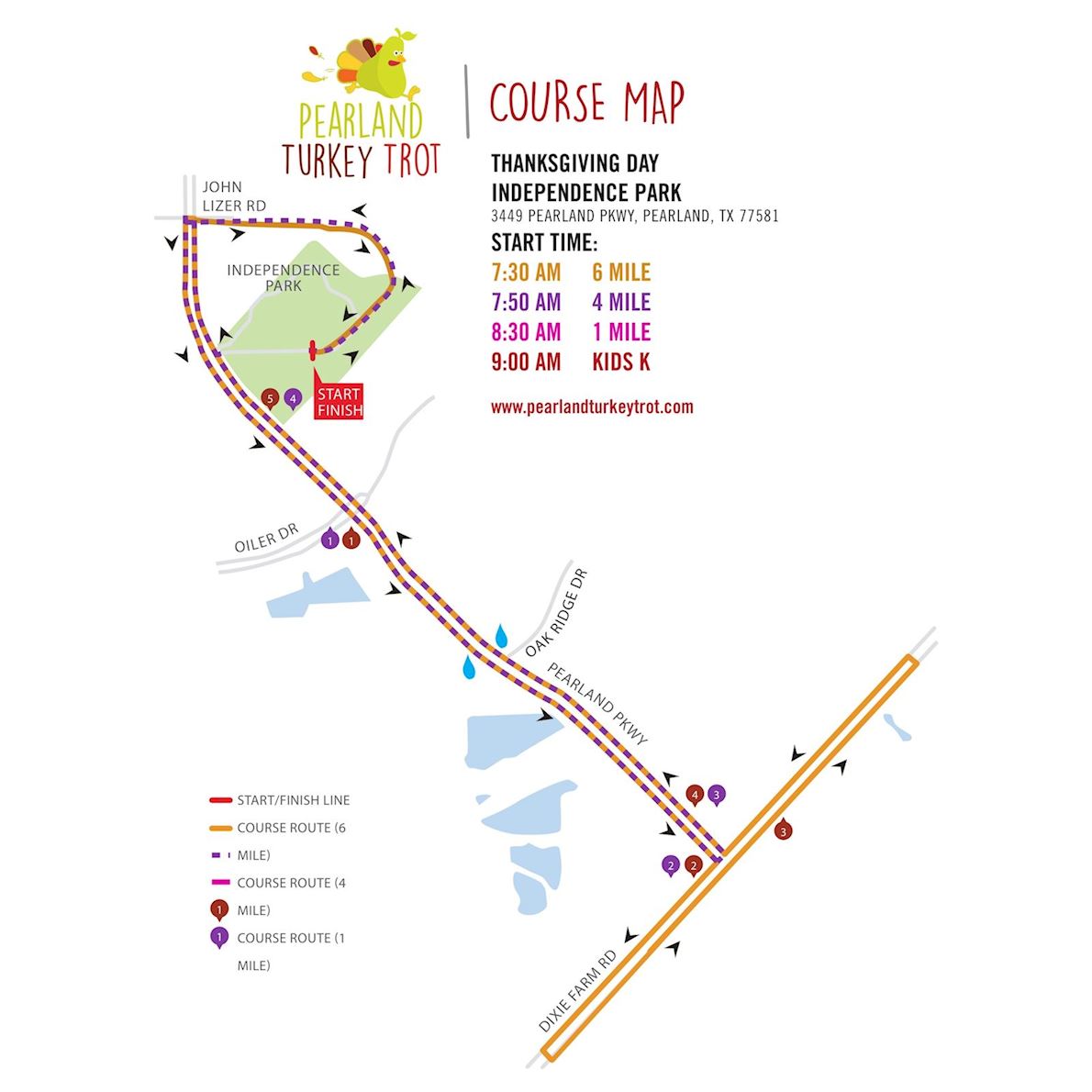 Pearland Turkey Trot Route Map