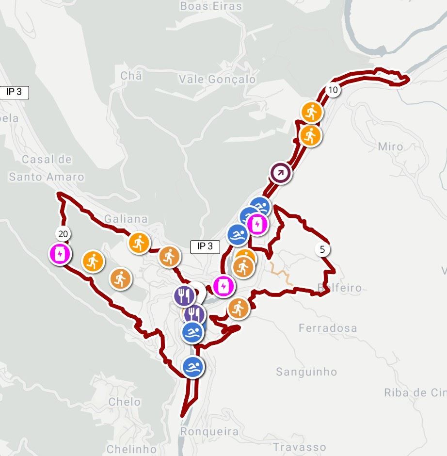 Penacova Swimrun Mappa del percorso