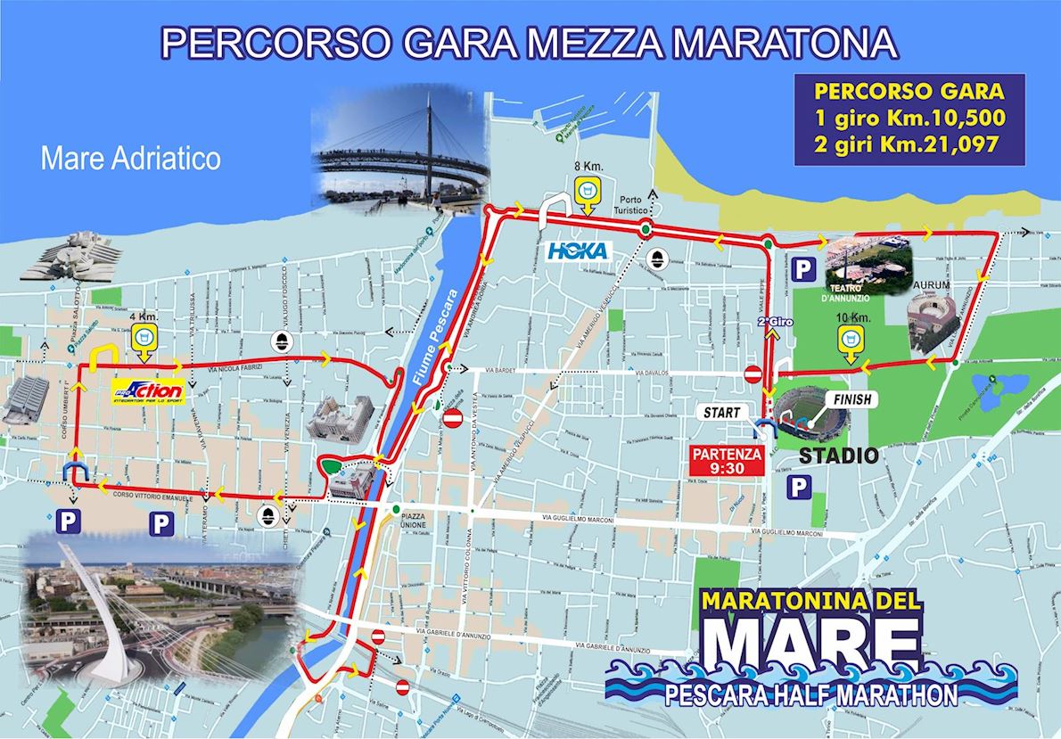 Maratonina del Mare (Pescara Half Marathon) Mappa del percorso