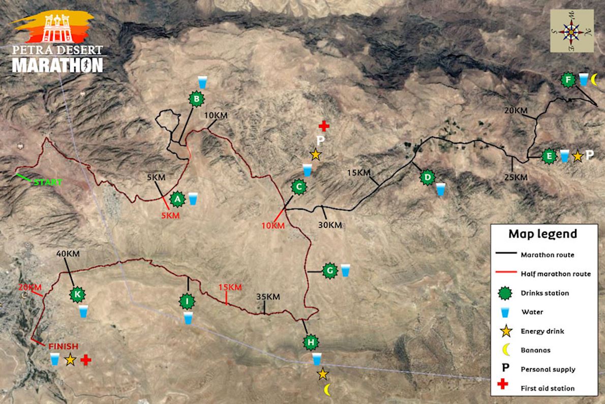 Petra Desert Marathon & Half Marathon Mappa del percorso