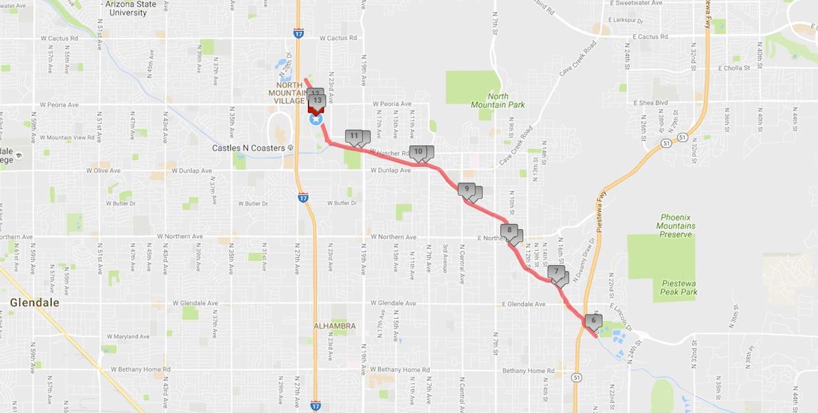 The Phoenix Women's Half Marathon Mappa del percorso