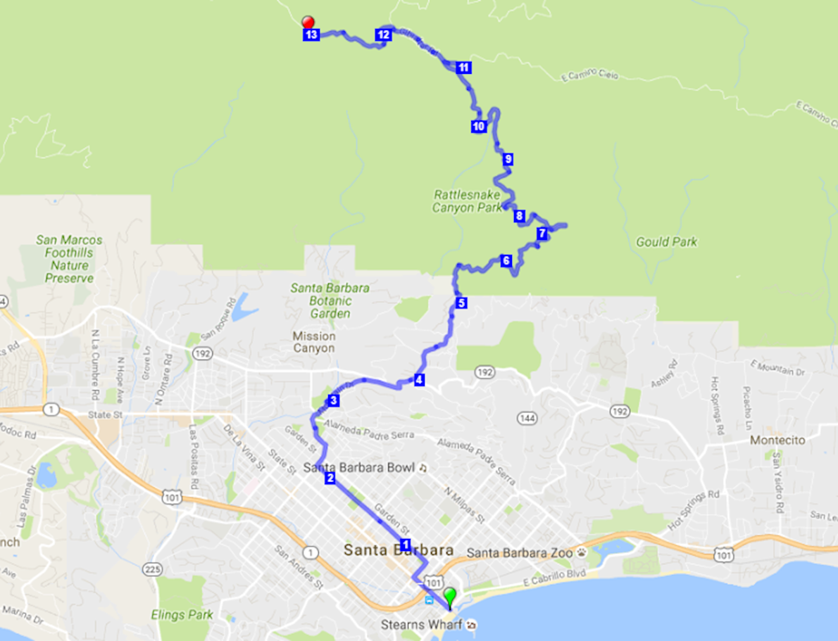 Pier to Peak Half Marathon MAPA DEL RECORRIDO DE