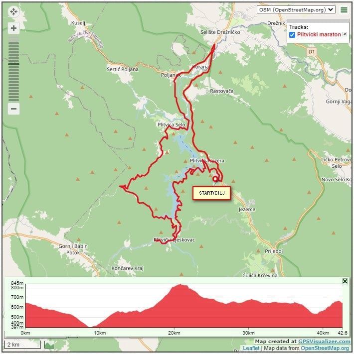 Plitvice Marathon Mappa del percorso
