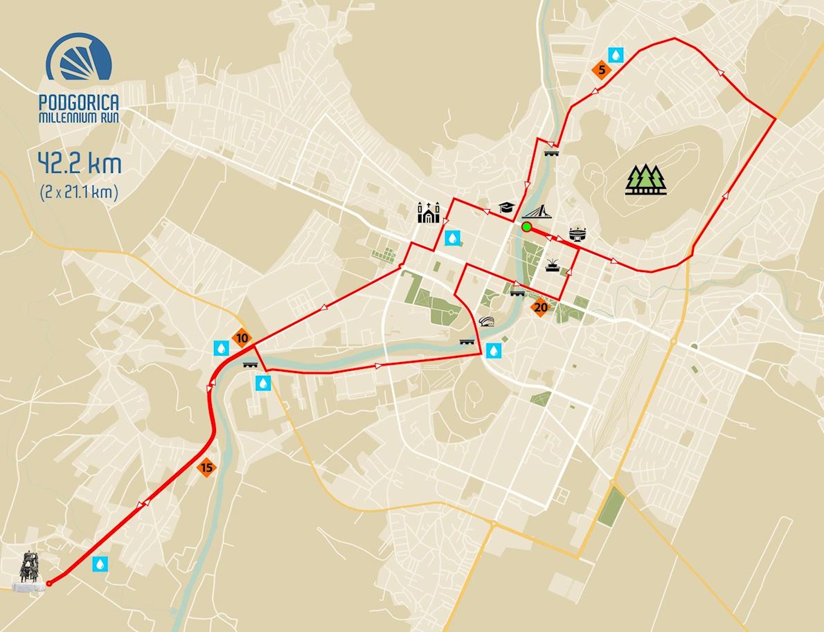 Podgorica Millennium Run Route Map