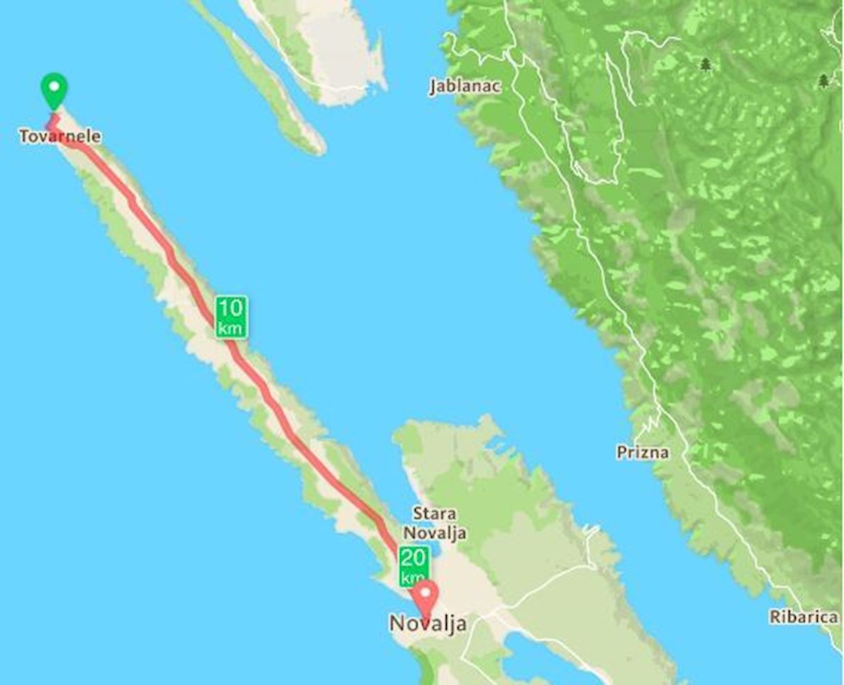 International Half Marathon Lun-Novalja Mappa del percorso