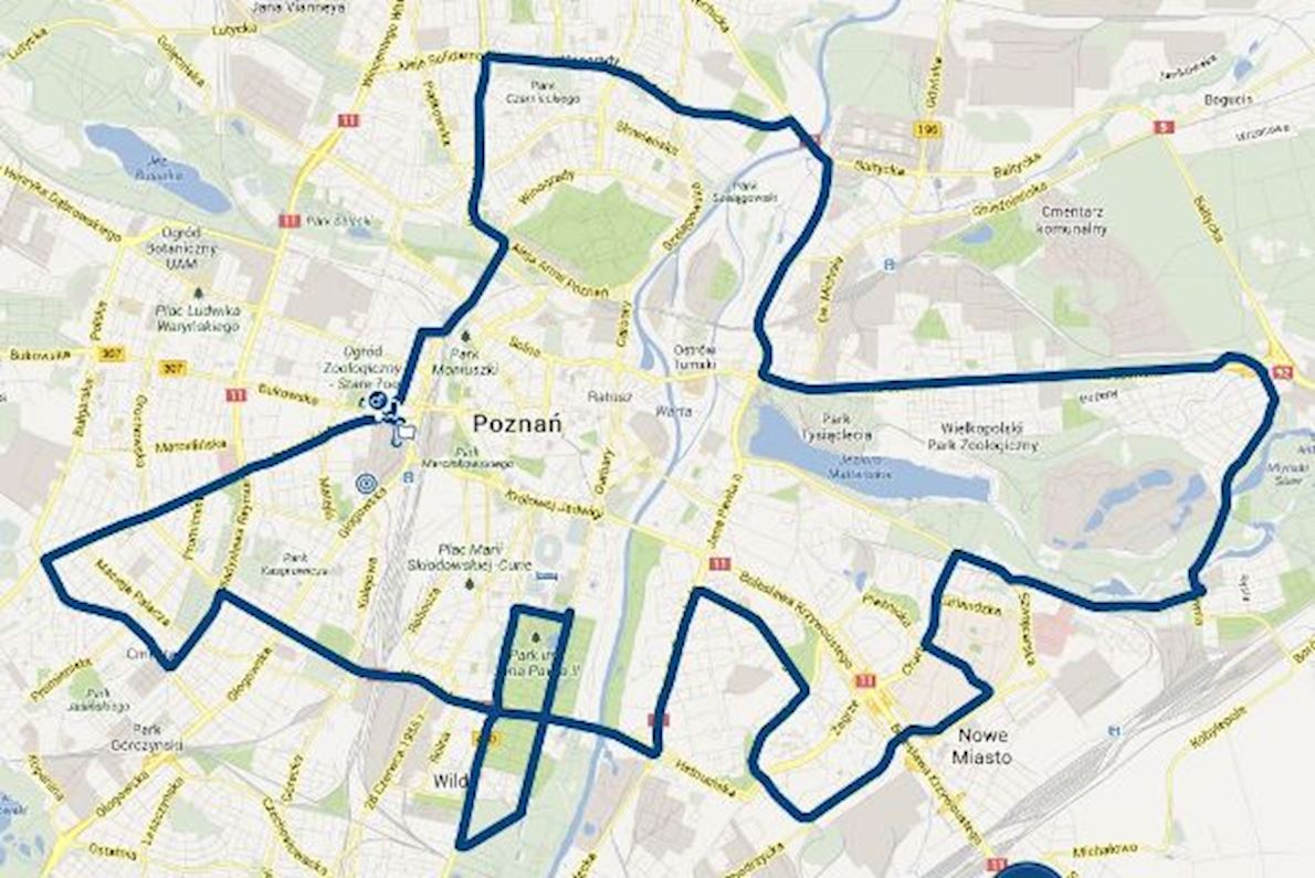 PKO Poznań Maraton Mappa del percorso