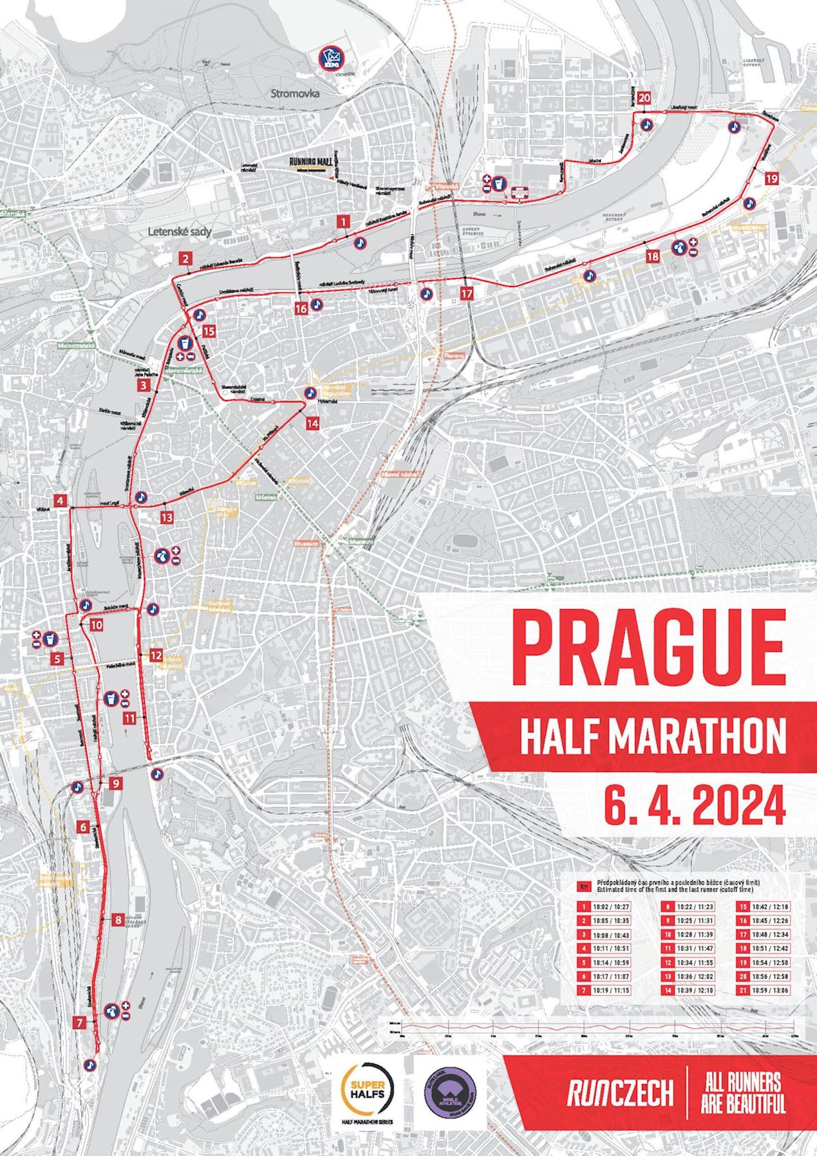 Prague Half Marathon Mappa del percorso