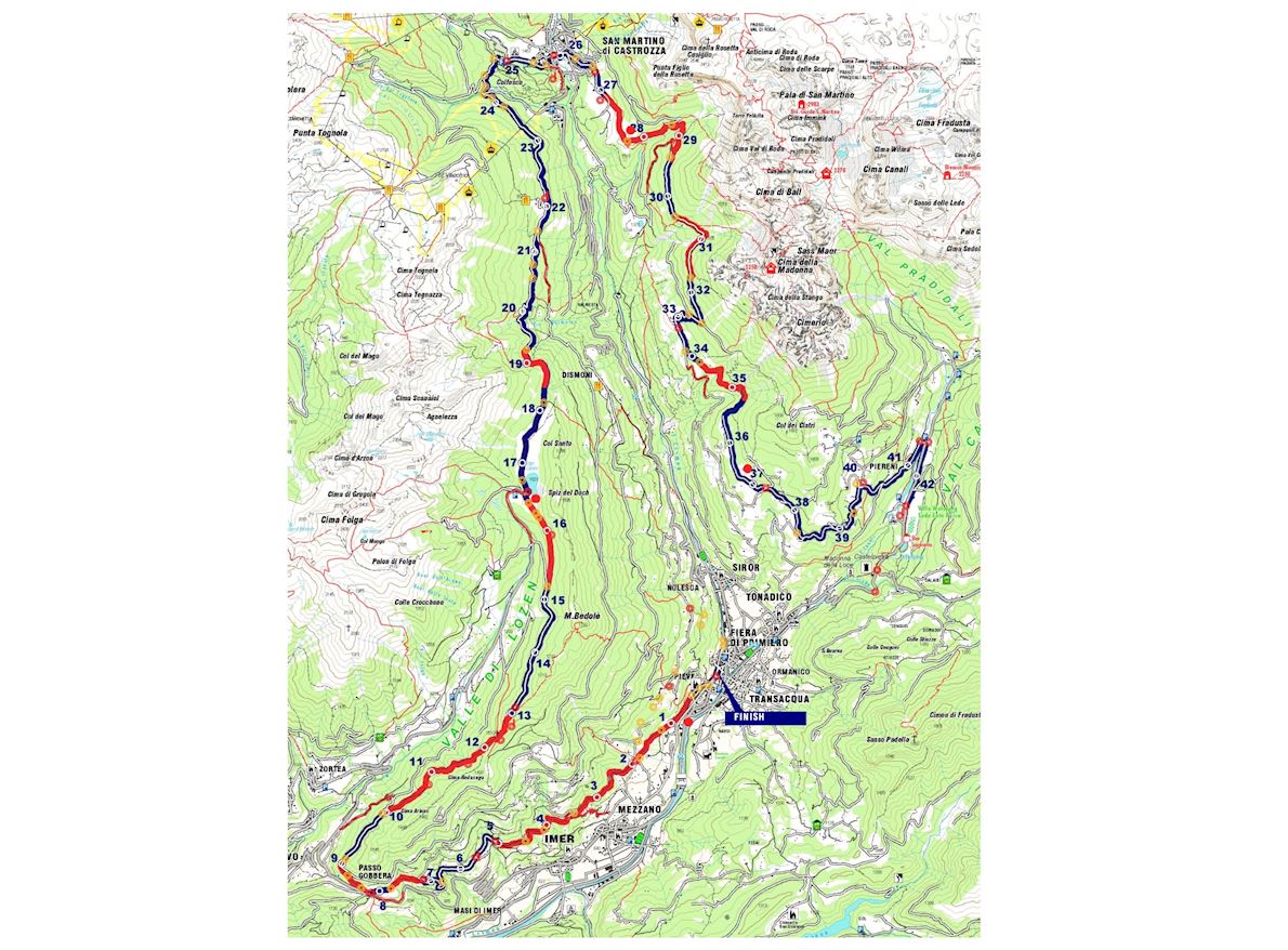 Primiero Dolomiti Marathon 路线图