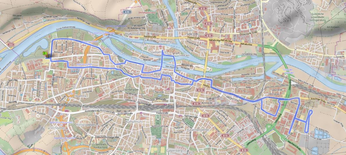 Regensburg Marathon 路线图