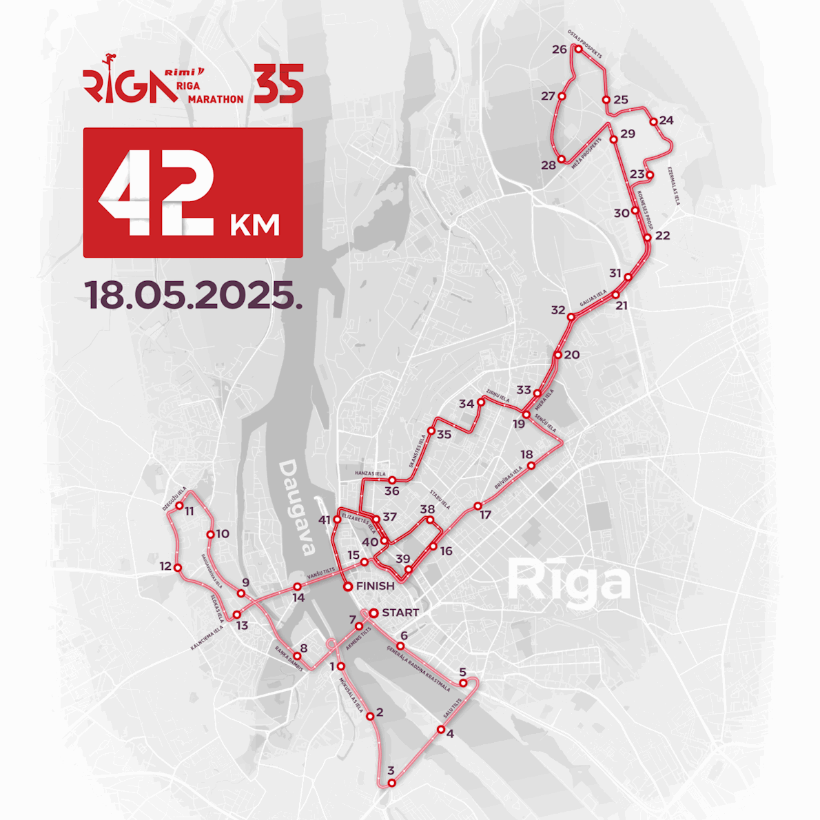 Rimi Riga Marathon MAPA DEL RECORRIDO DE