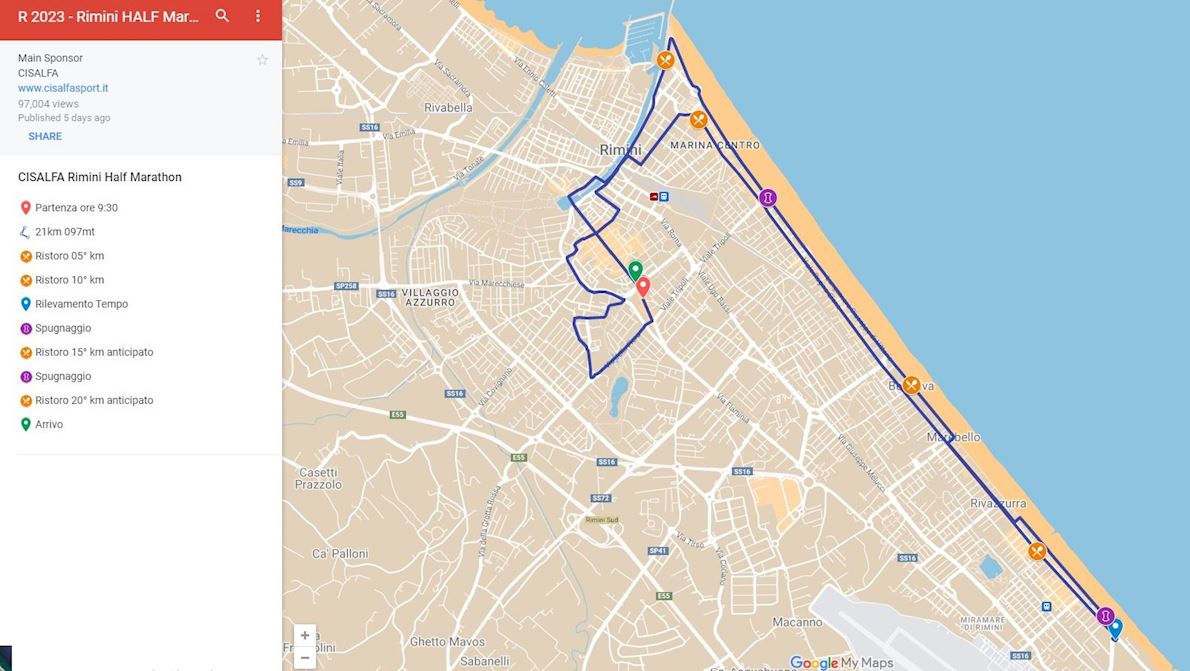 Rimini Marathon Mappa del percorso