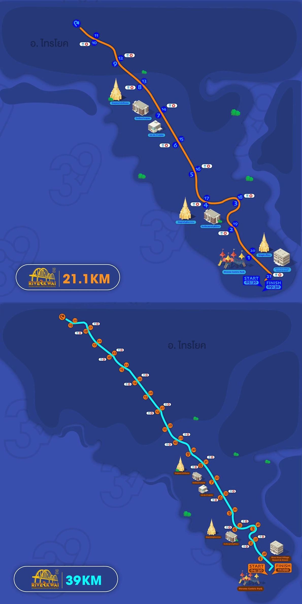 River Kwai International Half Marathon Mappa del percorso