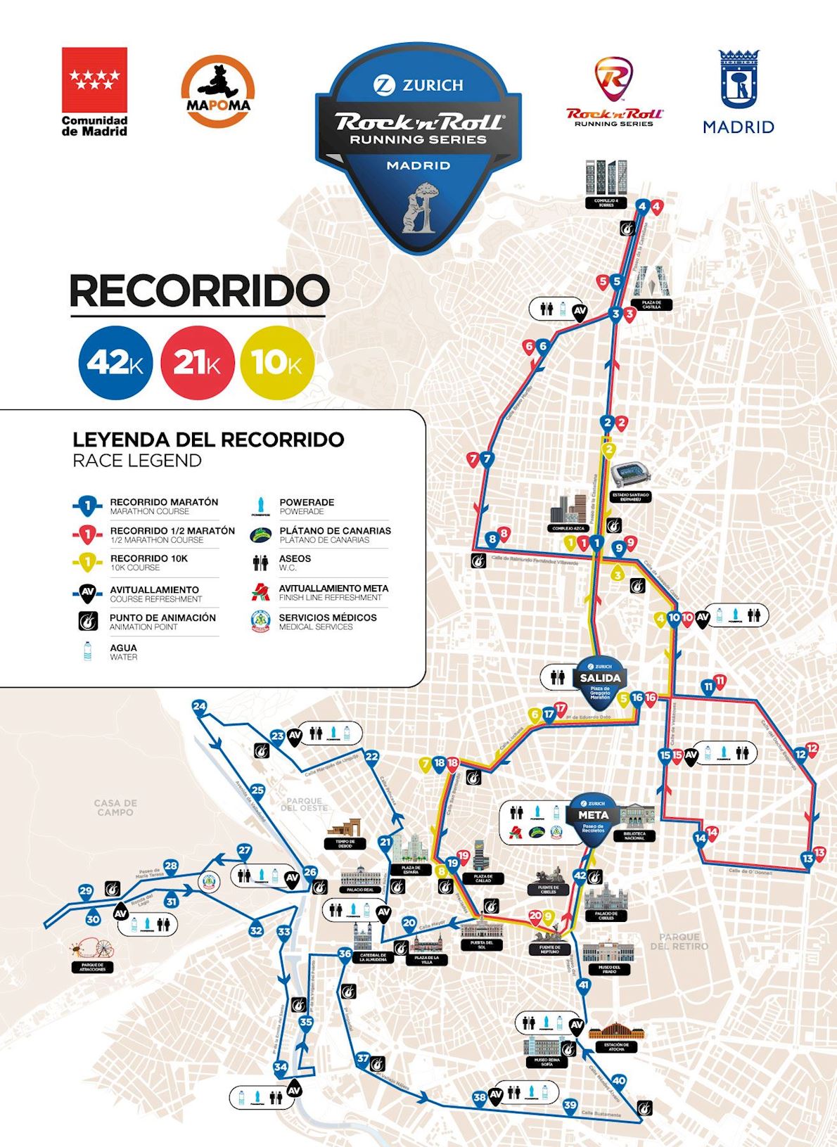 ZURICH Rock'n'Roll Running Series Madrid Routenkarte